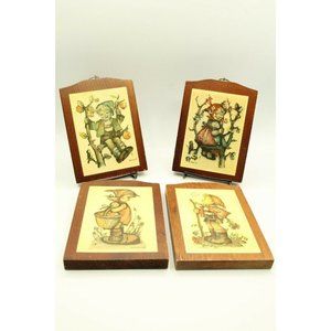 Set Of 4 Childlike Wall Plaques Hummel Manchester Wood Vermont Decor Wall Art